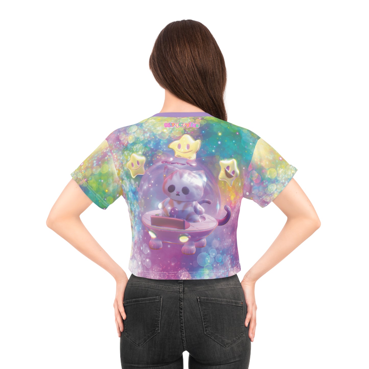 Space Kitty Cart 3D AOP Crop Top