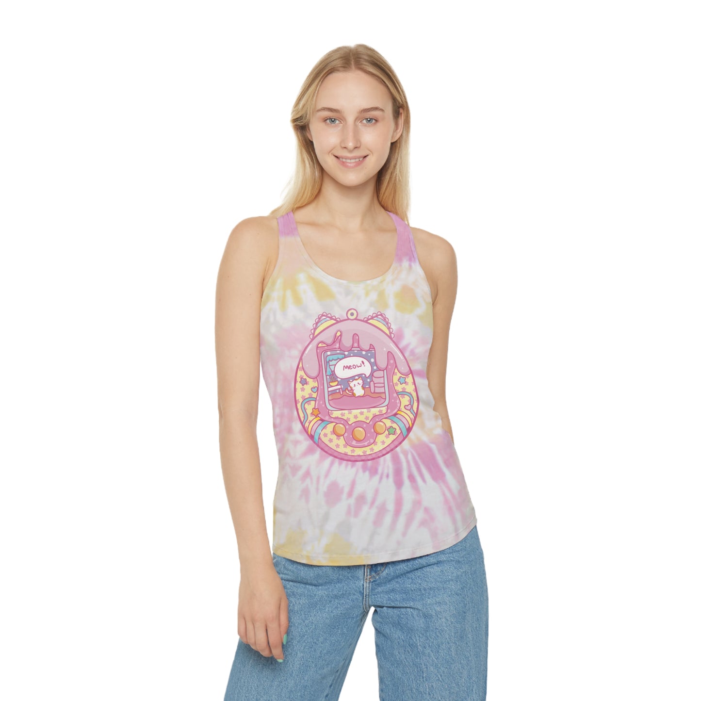 KityCrylics Original Meowagotchi Tie-Dye Tank