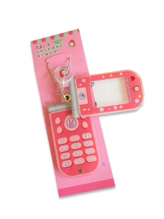 Tamagotchi Ichigotchi Glittery Flip Phone Photo Holder Acrylic Keychain