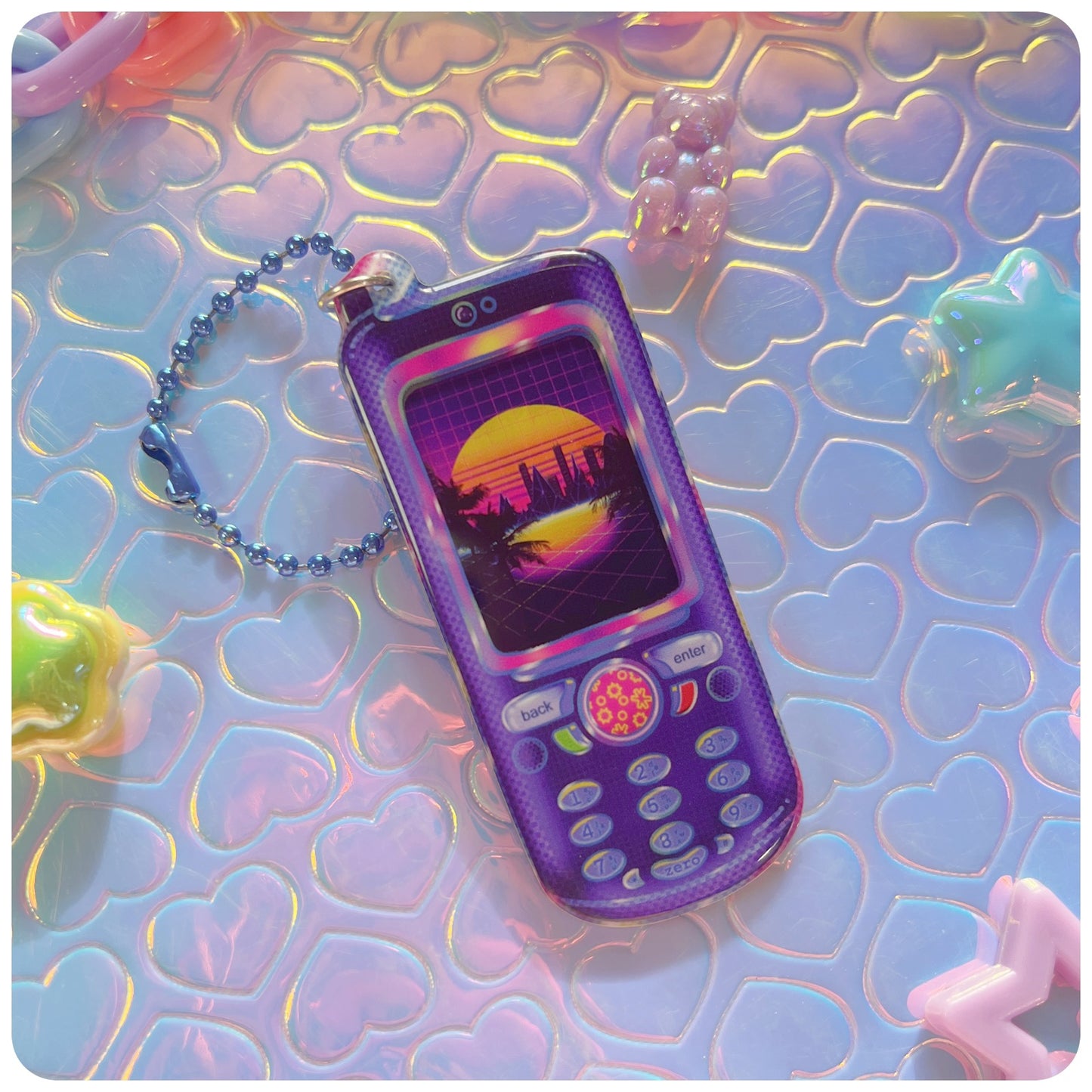 Nakia Skyline Vaporwave 3D Acrylic Keychain - FLASH SALE!