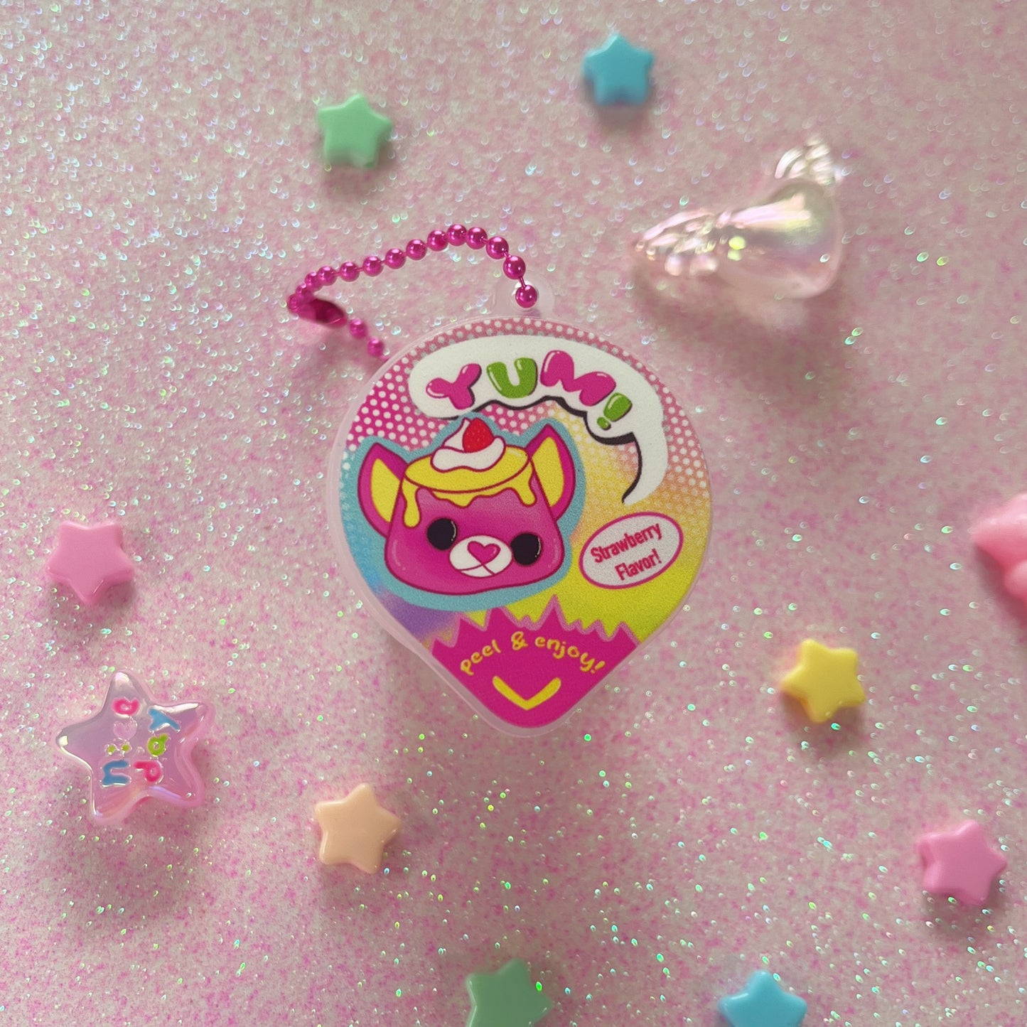YUM! Strawberry Faux Flan Fidget Keychain