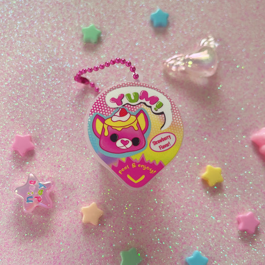 YUM! Strawberry Faux Flan Fidget Keychain