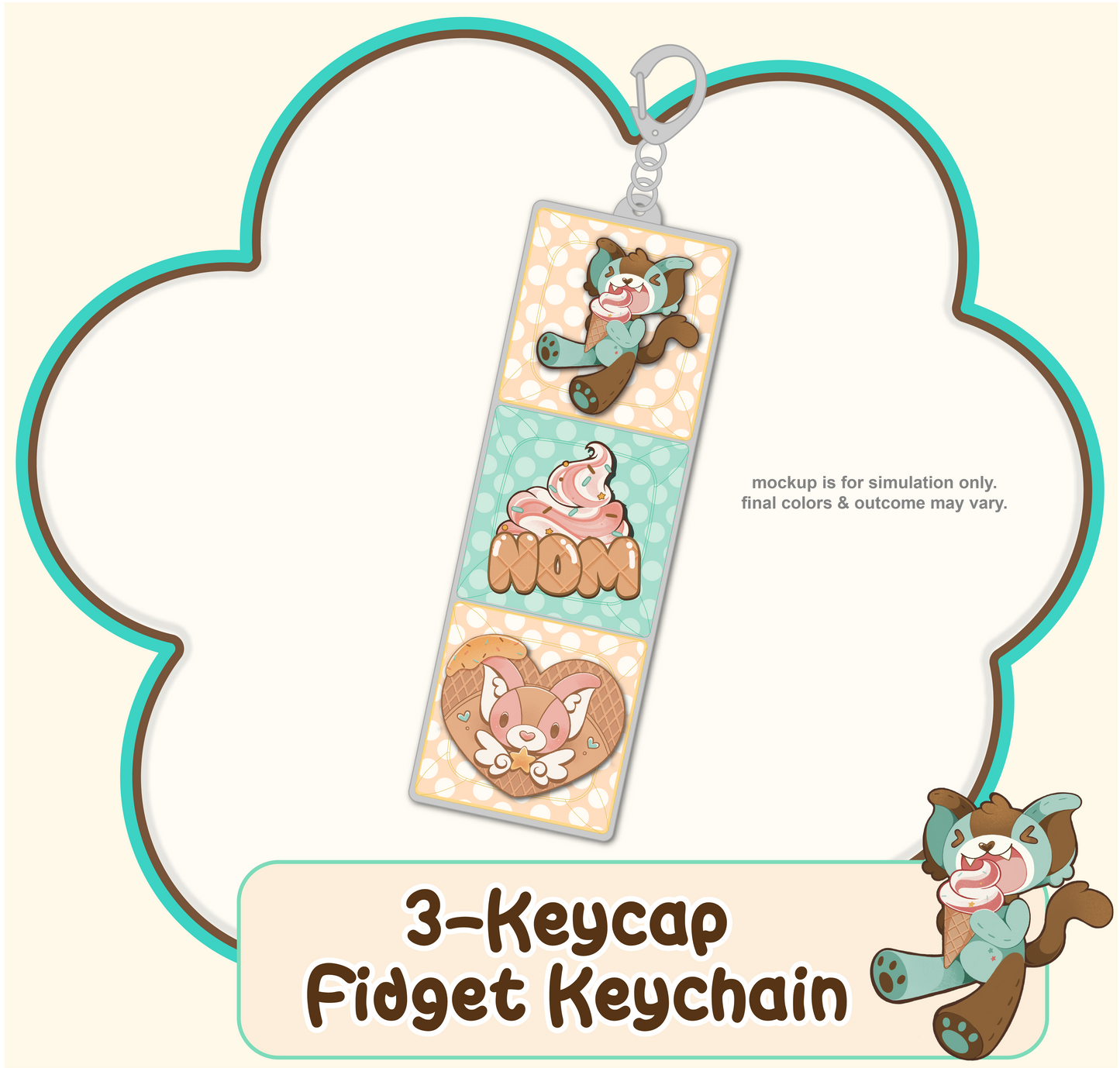 Noopy 3-Key Cap Fidget Keychain