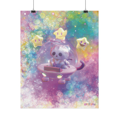 Space Kitty Cart 3D Art - Rolled Posters