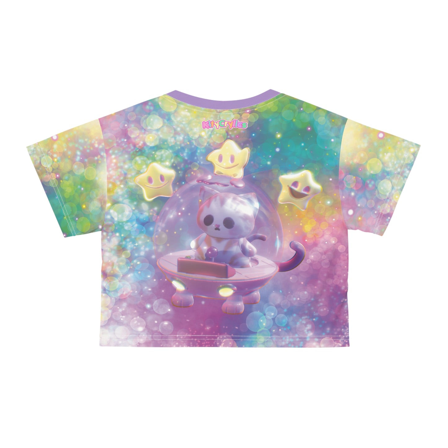 Space Kitty Cart 3D AOP Crop Top