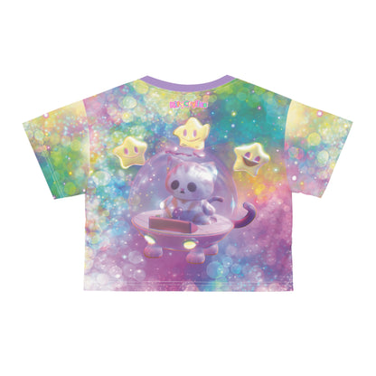 Space Kitty Cart 3D AOP Crop Top