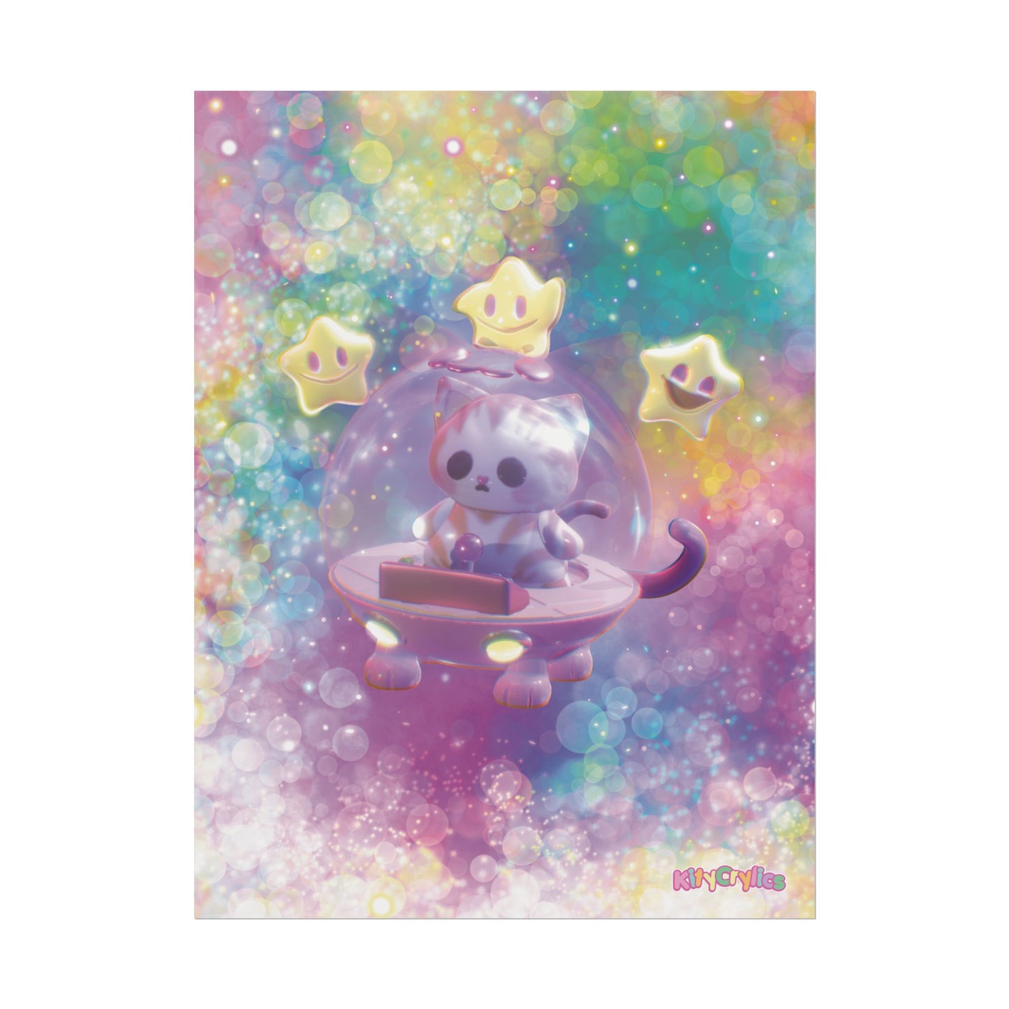Space Kitty Cart 3D Art - Rolled Posters