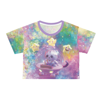 Space Kitty Cart 3D AOP Crop Top