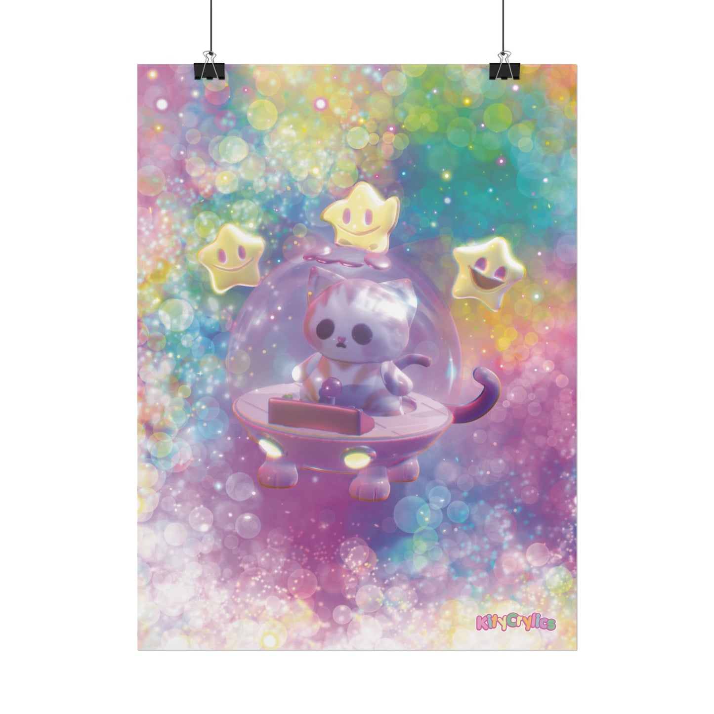 Space Kitty Cart 3D Art - Rolled Posters