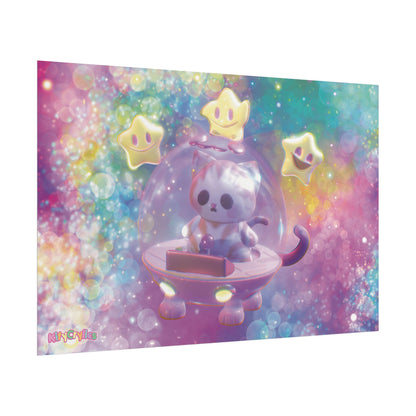 Space Kitty Cart 3D Art - Rolled Posters