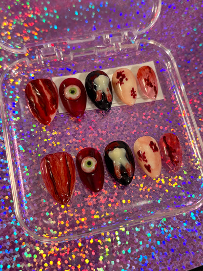 Halloween Horror Tooth OOAK Press On Nails