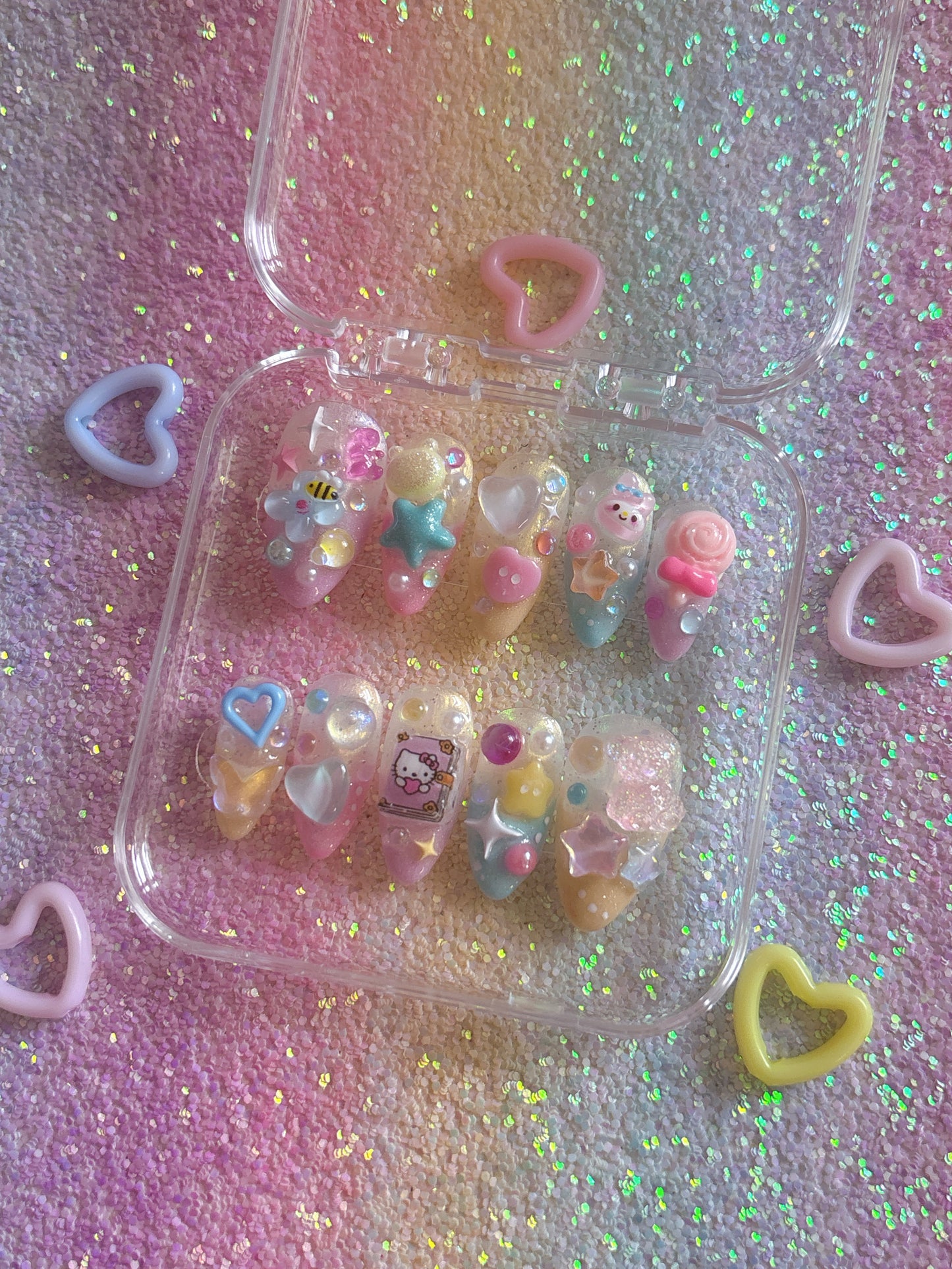 Kawaii Pastel Kei Chunky Handmade Press On Nails - Ready to Ship