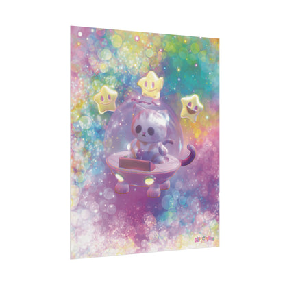 Space Kitty Cart 3D Art - Rolled Posters