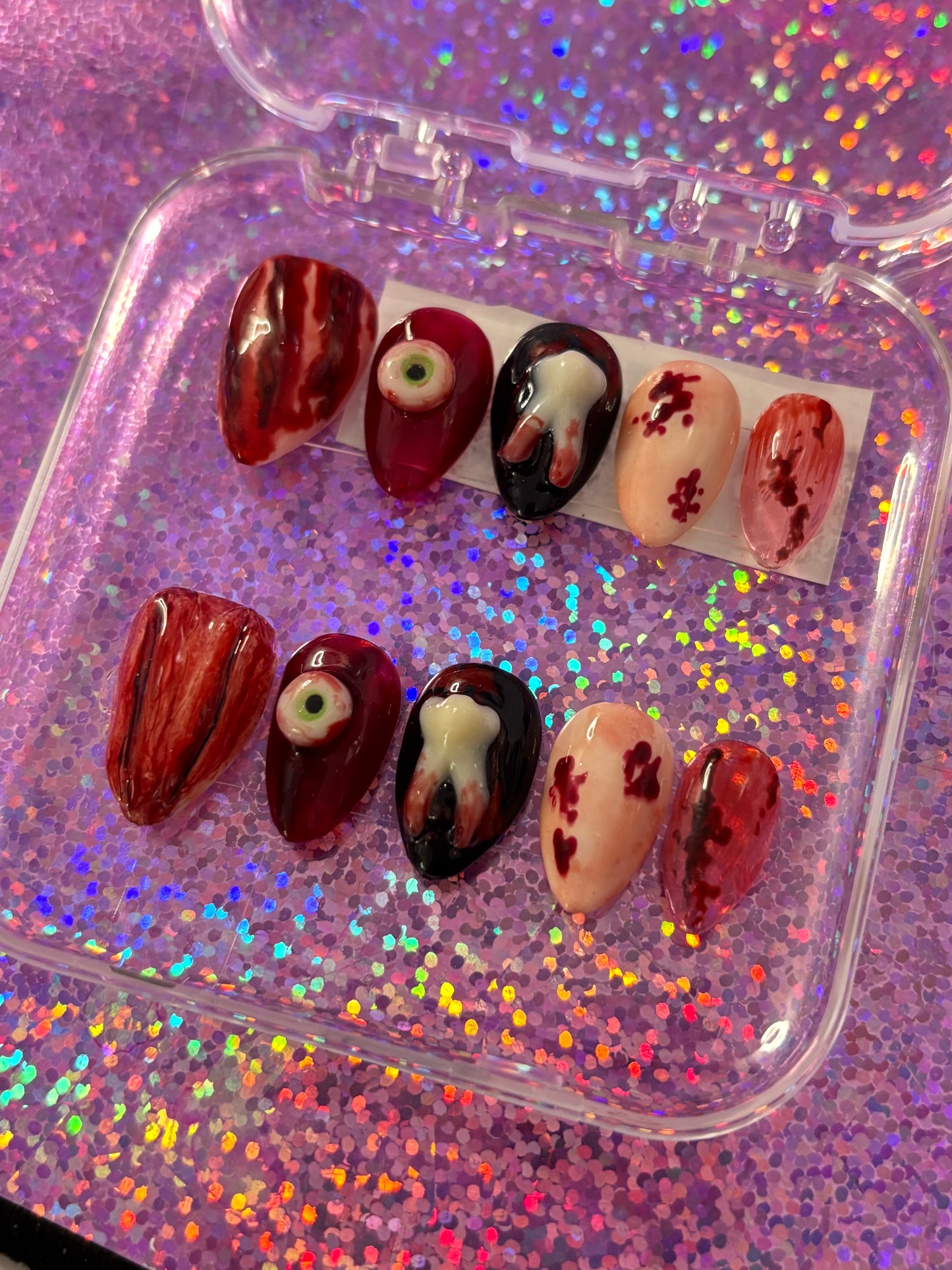 Halloween Horror Tooth OOAK Press On Nails