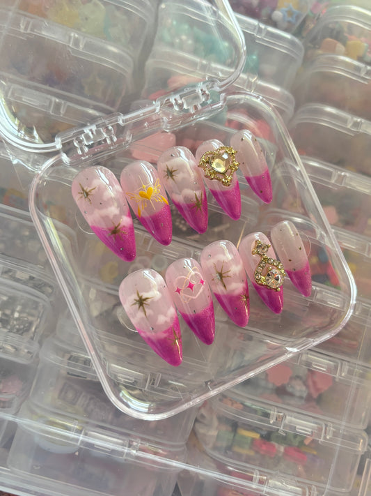 Pink Starlight OOAK Press on Nails