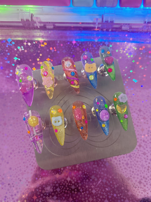 Jelly Gumball Stiletto OOAK press on nails
