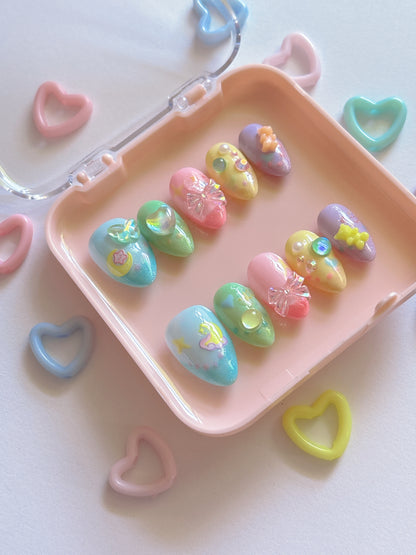 Kawaii Dreamy Bubbles Handmade Press On Nails - Ready to Ship