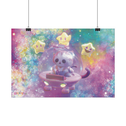 Space Kitty Cart 3D Art - Rolled Posters