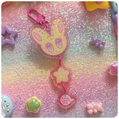 Sad Buns "Kinda Wanna Die" Glitter Acrylic Keychain [SALE]