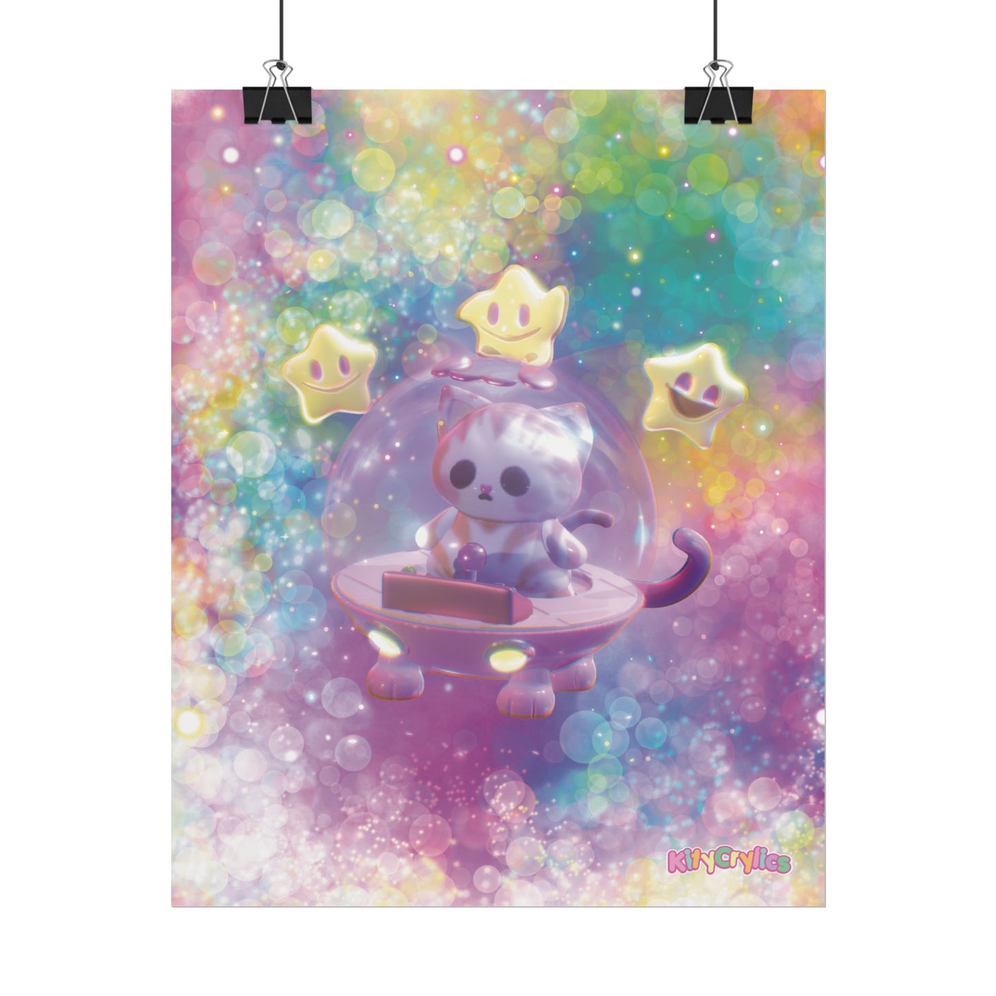Space Kitty Cart 3D Art - Rolled Posters