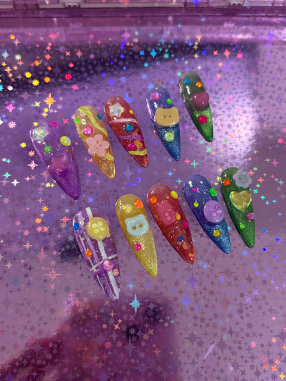 Jelly Gumball Stiletto OOAK press on nails