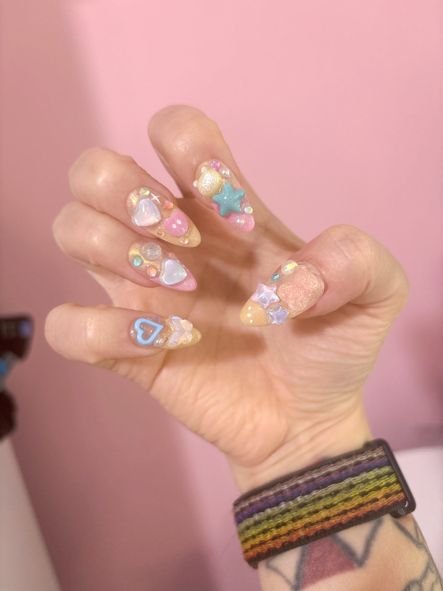 Kawaii Pastel Kei Chunky Handmade Press On Nails - Ready to Ship