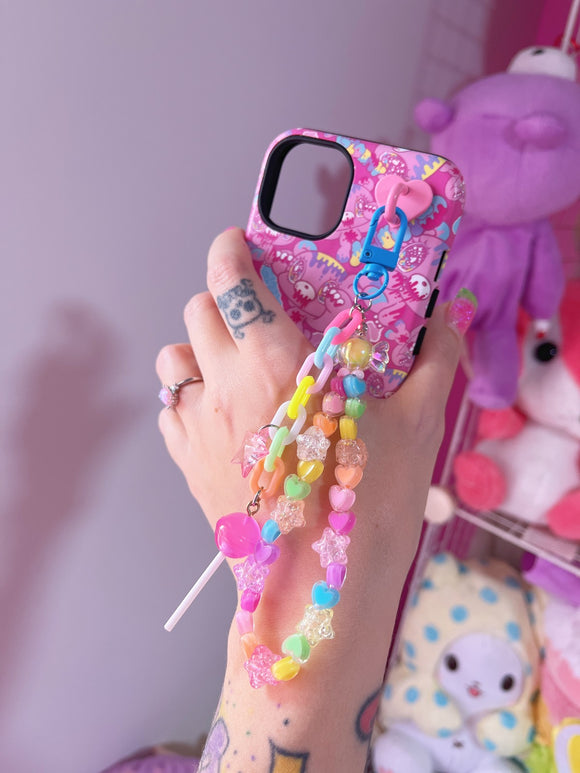 Pastel Heart Lovely Lollipop Phone Charm [HOT PINK]