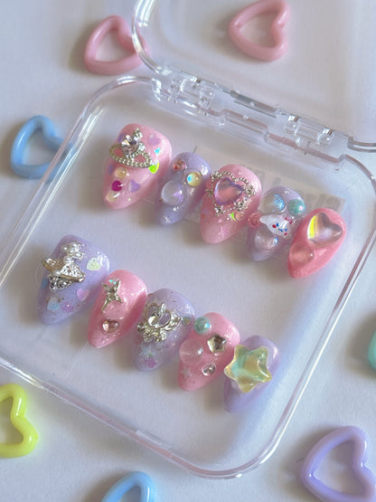 Kawaii Glam Bubbles Handmade Press On Nails - Ready to Ship