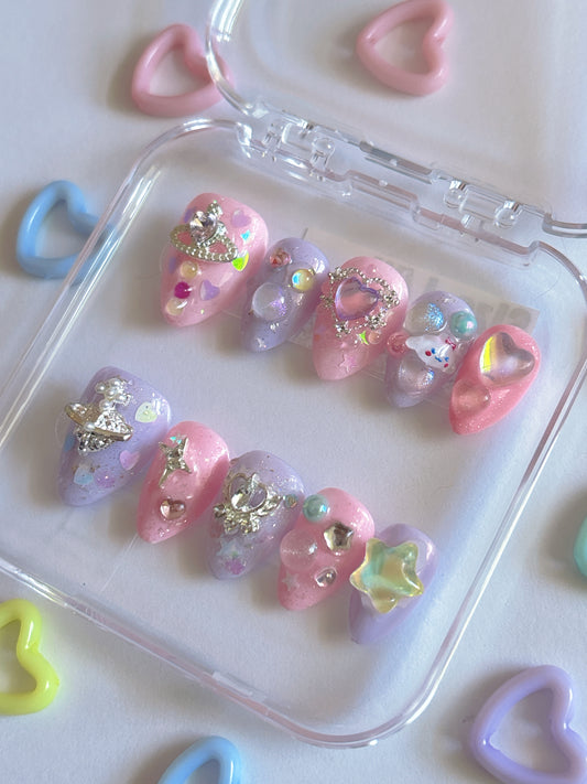 Kawaii Glam Bubbles Handmade Press On Nails - Ready to Ship