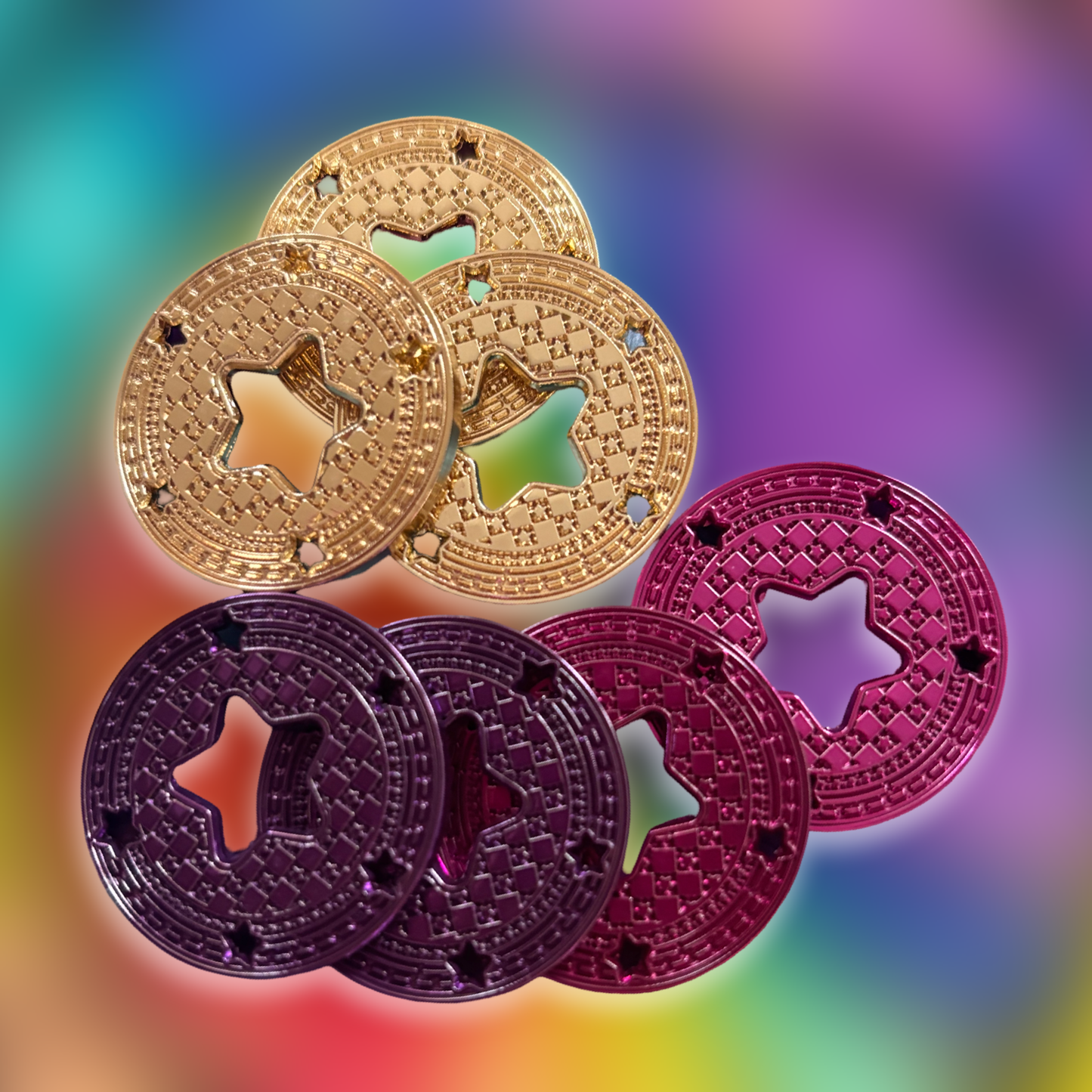 Brass Chrome Plated Star Token Chips [Pick Your Bundle!]