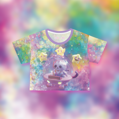 Space Kitty Cart 3D AOP Crop Top