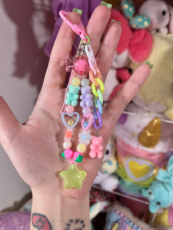 Kawaii Pastel Flocked Gummy Bear Phone Charm