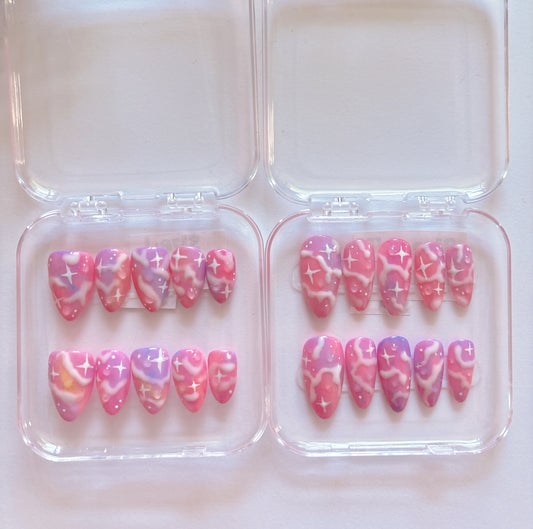 Kawaii Handmade Nebula Galaxy Press On Nails OOAK - Ready To Ship!