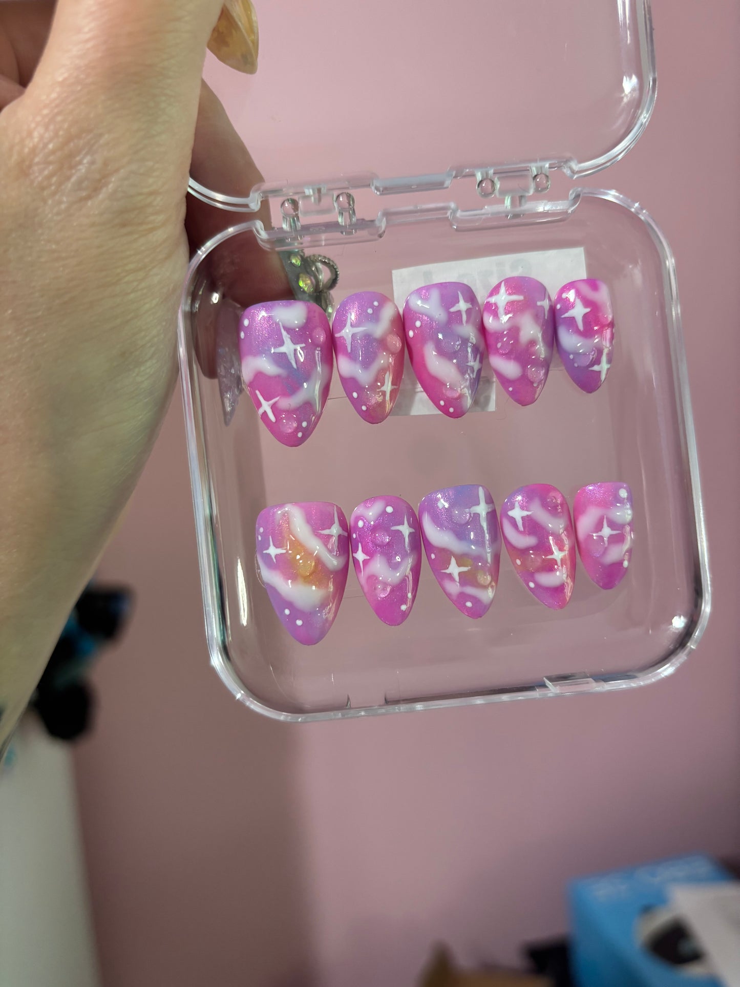 Kawaii Handmade Nebula Galaxy Press On Nails OOAK - Ready To Ship!