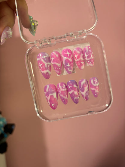Kawaii Handmade Nebula Galaxy Press On Nails OOAK - Ready To Ship!