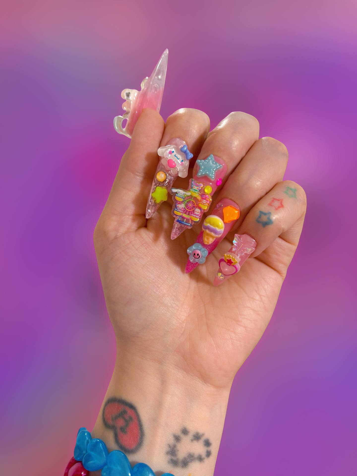 Kawaii Chunky Junky OOAK Press On Nails - XXL Stiletto