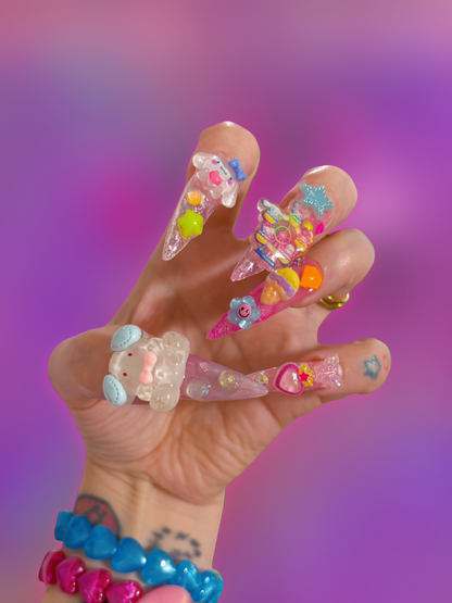 Kawaii Chunky Junky OOAK Press On Nails - XXL Stiletto