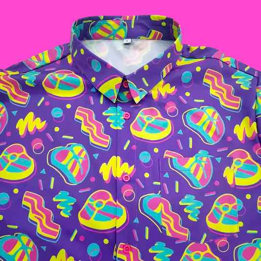 Meat Arcade Button-up Shirt by Snughouls