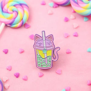 Boba Tea Kitty Cat Enamel Pin